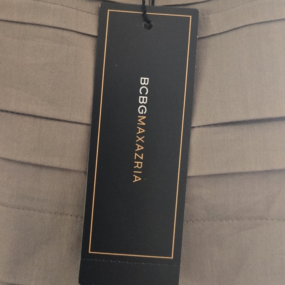 BCBG Maxazria Pleated Sleeveless Cotton Taupe Mini Dress Gravel Size 6 NWT - Picture 7 of 8